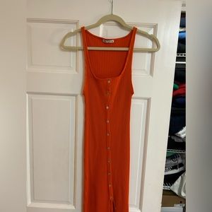 Zara long orange dress with tiny slit